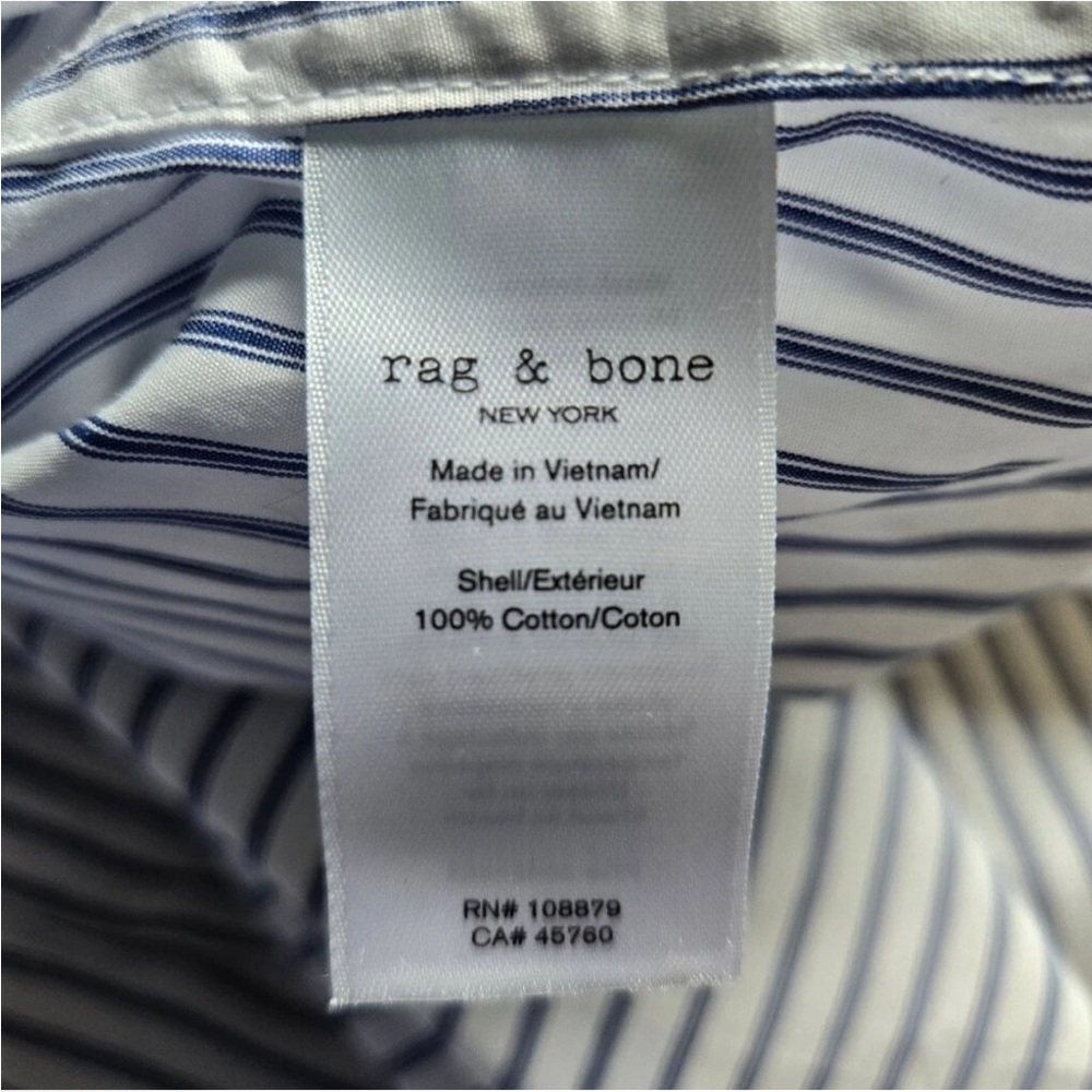 Rag & Bone Sierra Off-Shoulder Striped Top Large Cotton Blue White Boho Chic - Picture 4 of 5